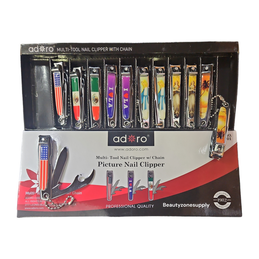 Adoro Multi tool Nail Clipper w Chain box 12 pcs