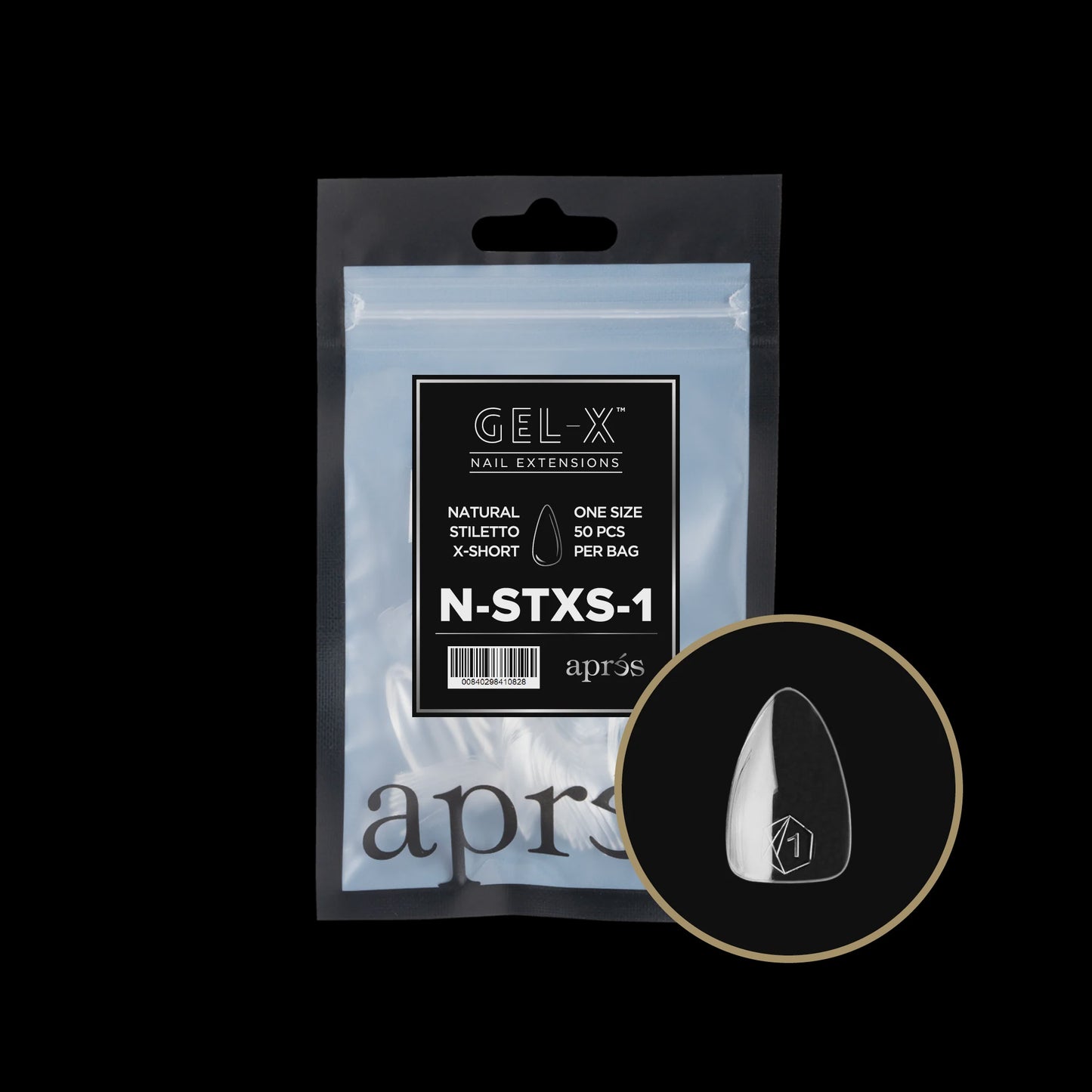 Apres Gel-X® Refill Bag 50 tips Natural Stiletto Short