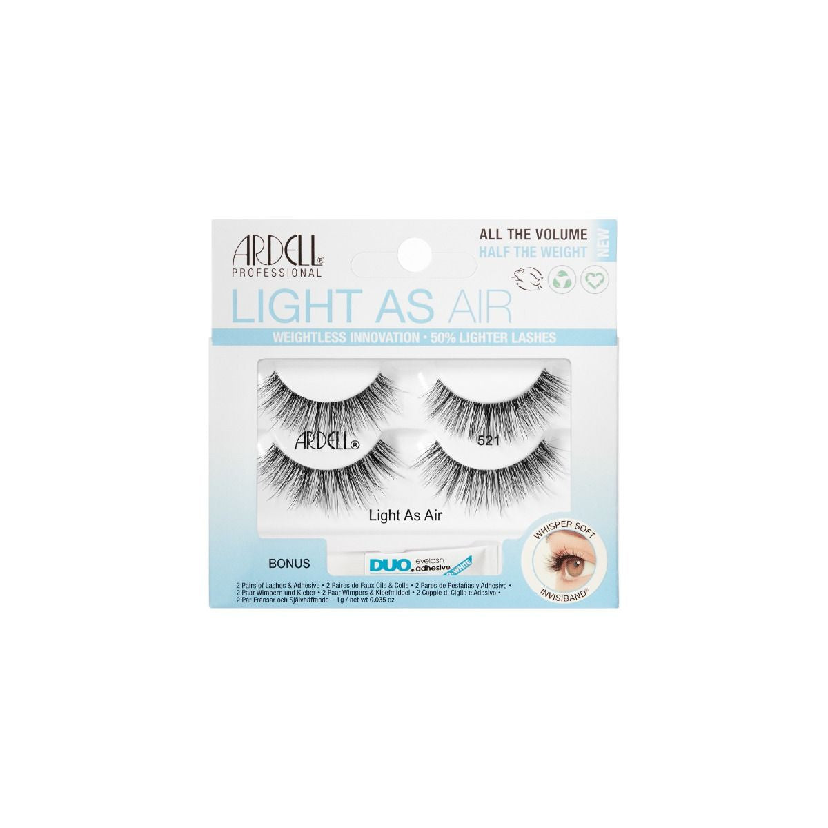 Ardell Eyelash Twin Pack + 1 gram DUO Pipette Light As Air 521 #58430