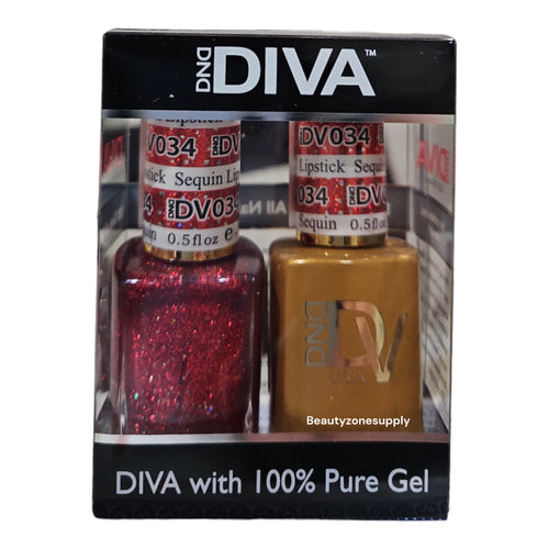 DND Diva Duo Gel & Lacquer 034 Sequin Lipstick