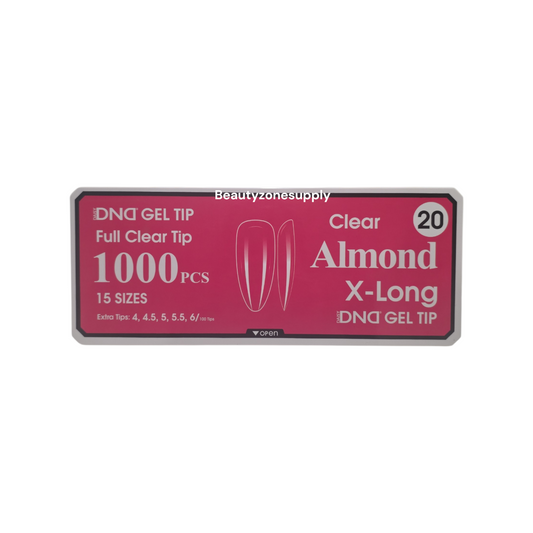 DND Soft Gel Tips Full Clear Tip Almond X-Long 1000 tips #20