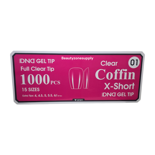 DND Soft Gel Tips Full Clear Tip Coffin X-Short 1000 tips #01
