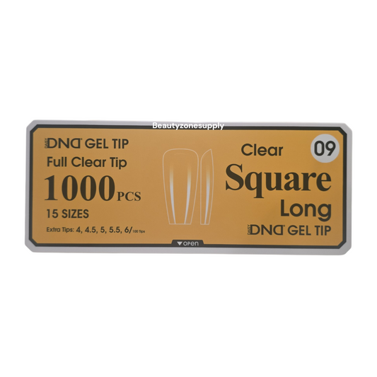 DND Soft Gel Tips Full Clear Tip Square Long 1000 tips #09