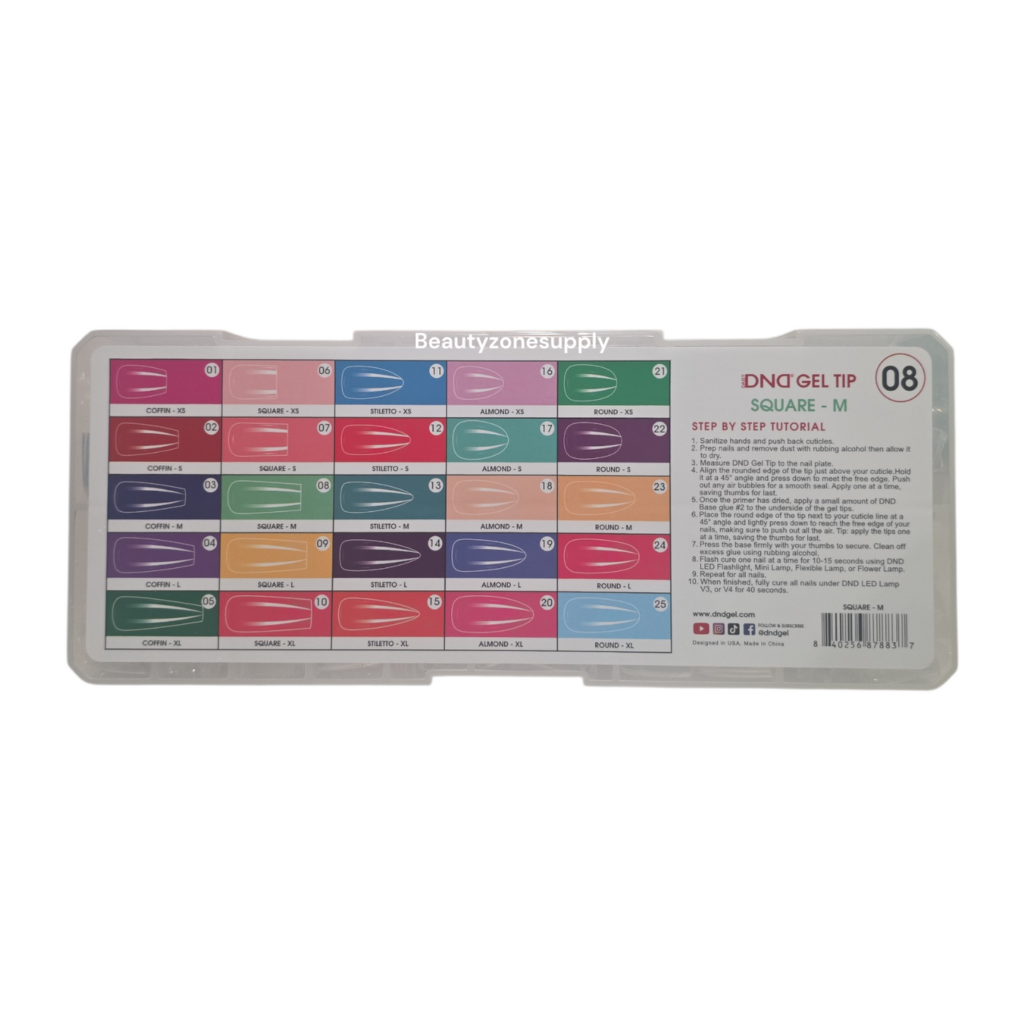 DND Soft Gel Tips Full Clear Tip Square Medium 1000 tips #08