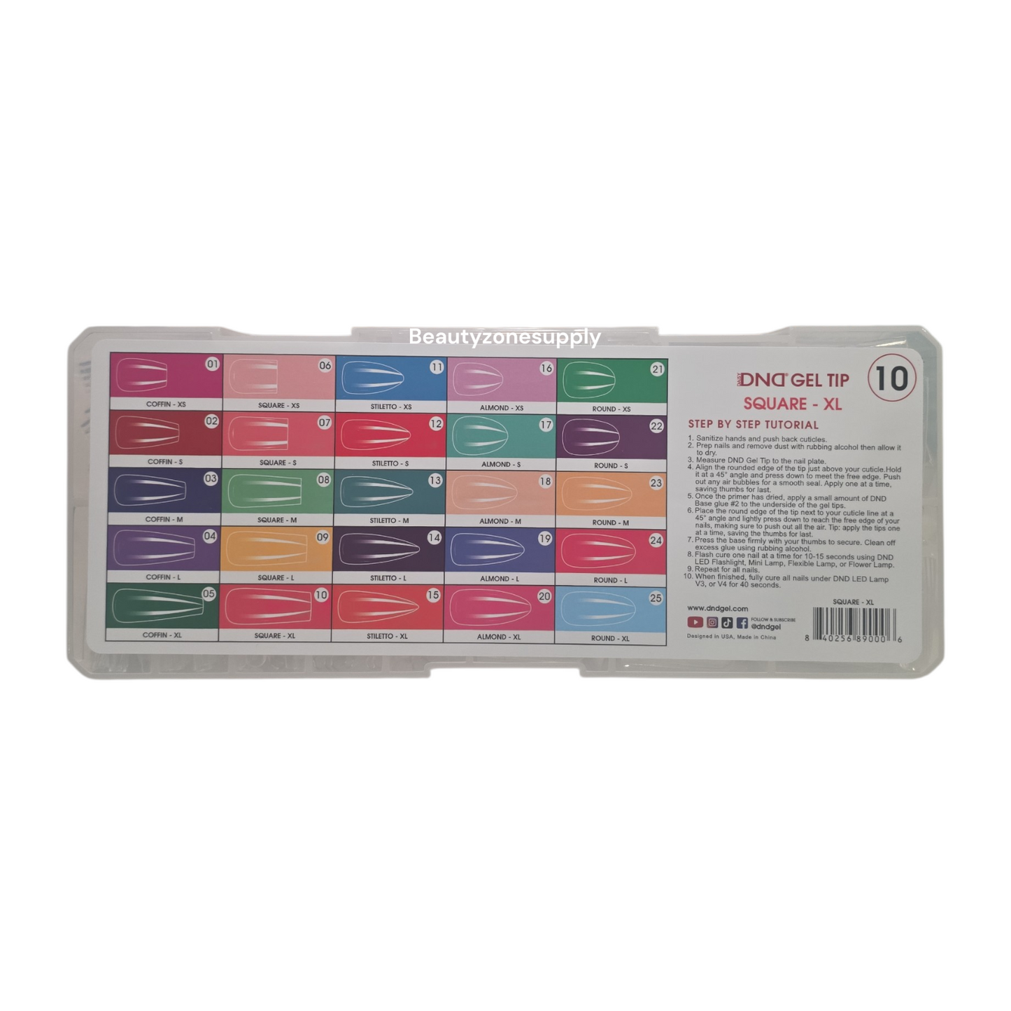 DND Soft Gel Tips Full Clear Tip Square X-Long 1000 tips #10