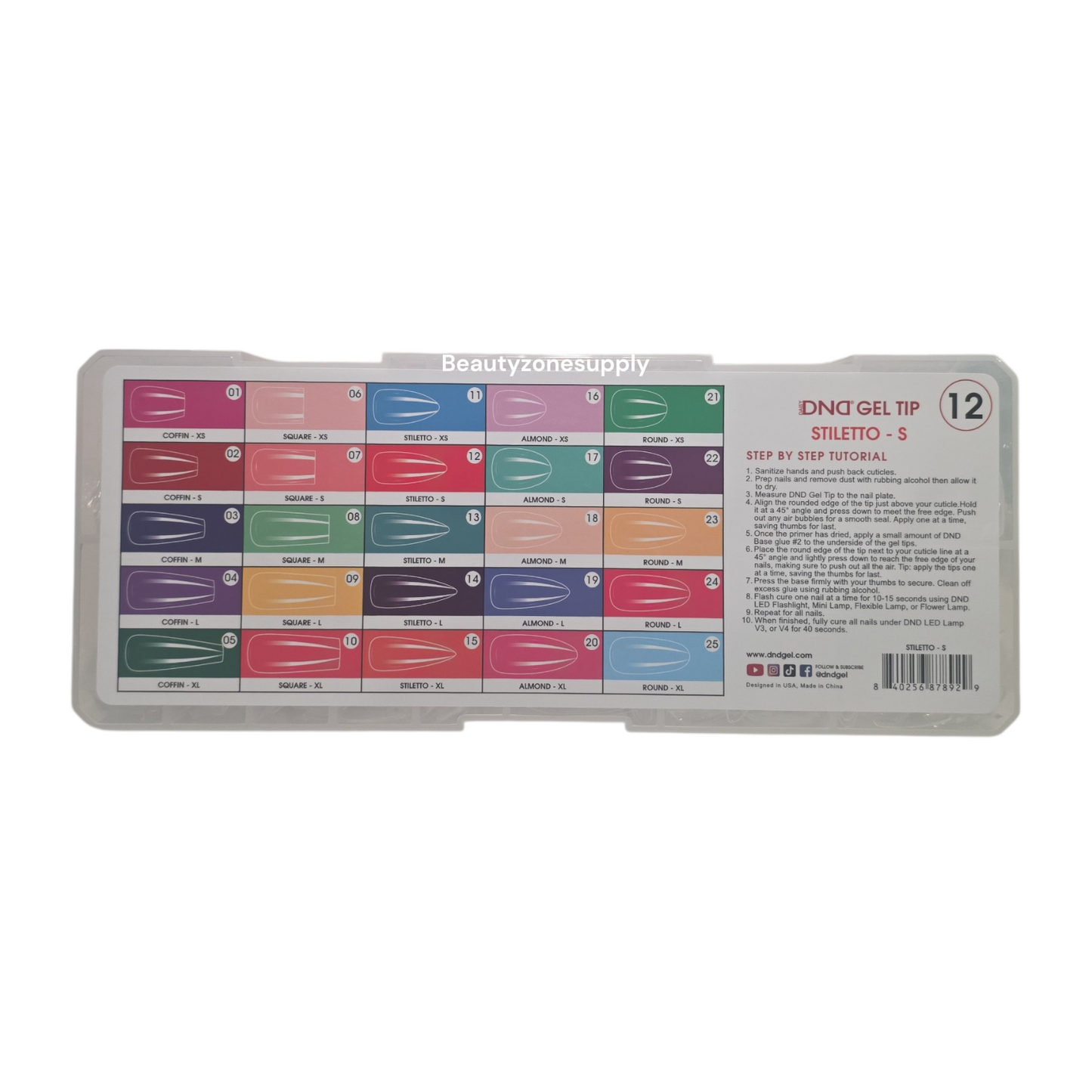 DND Soft Gel Tips Full Clear Tip Stiletto Short 1000 Tips #12