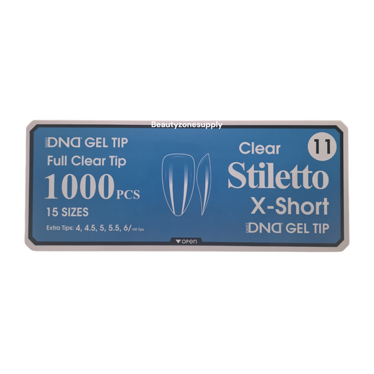 DND Soft Gel Tips Full Clear Tip Stiletto X-Short 1000 Tips #11
