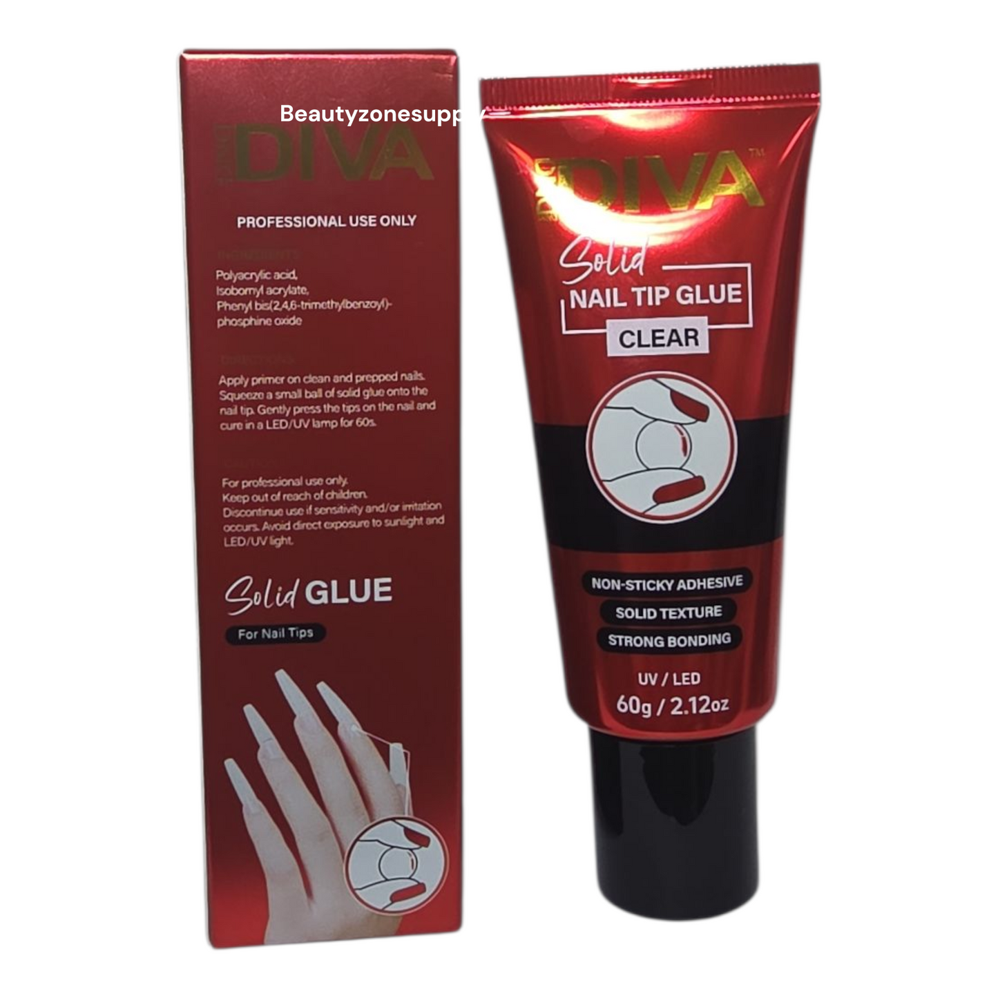 Diva DnD Solid Sticker Adhesive Clear Gel UVLED Tube 2.12 oz