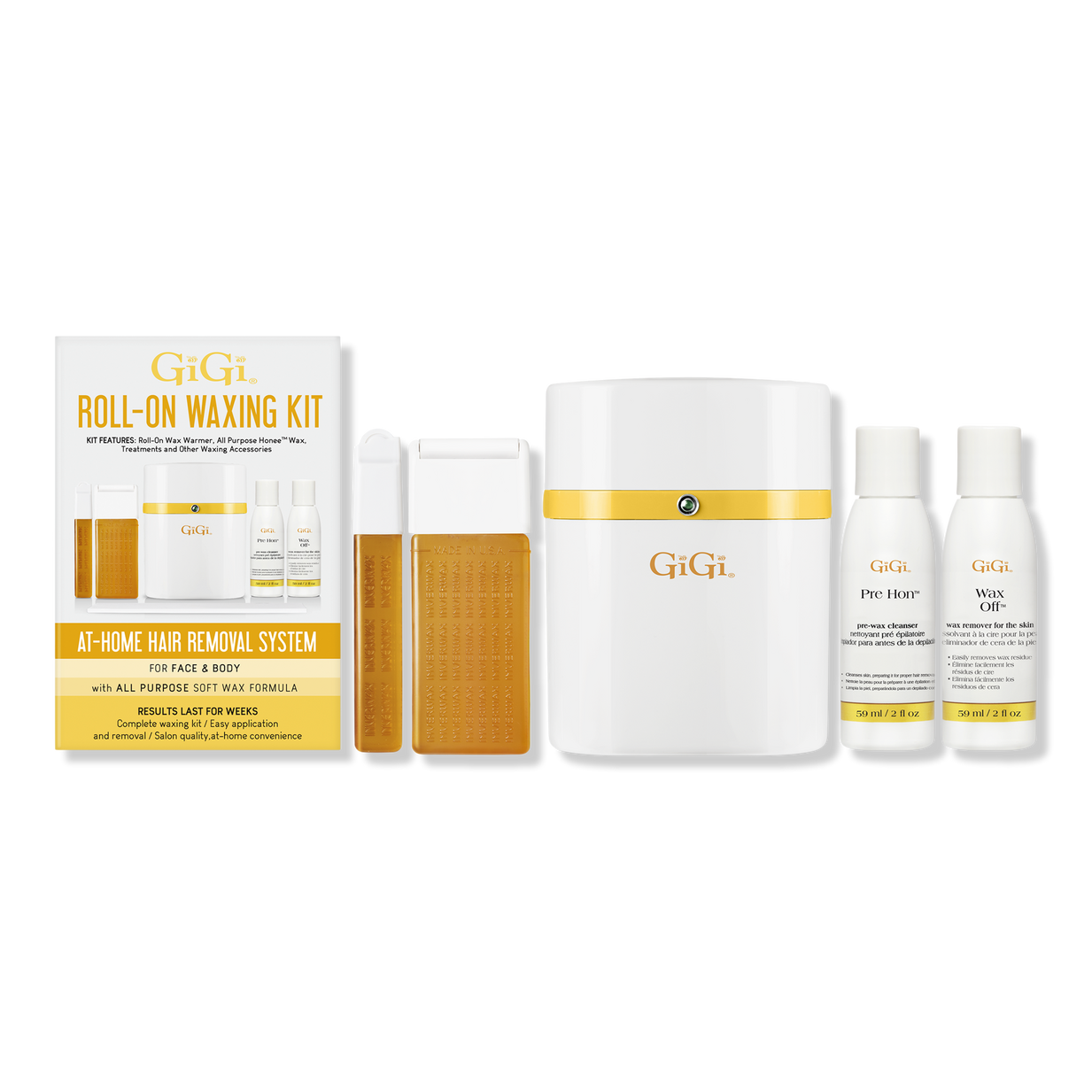 GiGi Roll-On Waxing Kit For Face & Body Soft Wax #99065
