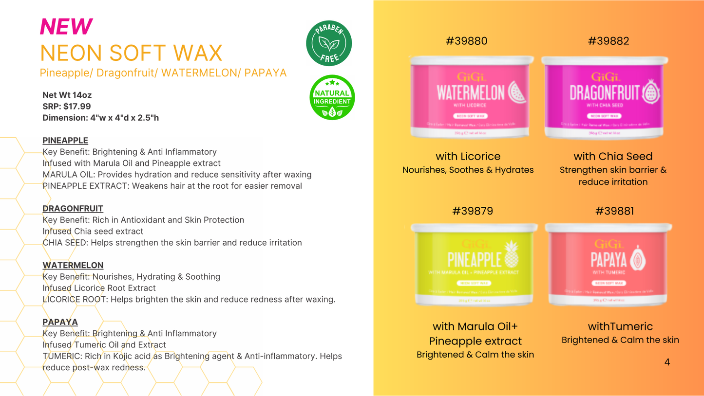 GiGi Wax Can Neon Soft Wax Pineapple 14 oz #39879