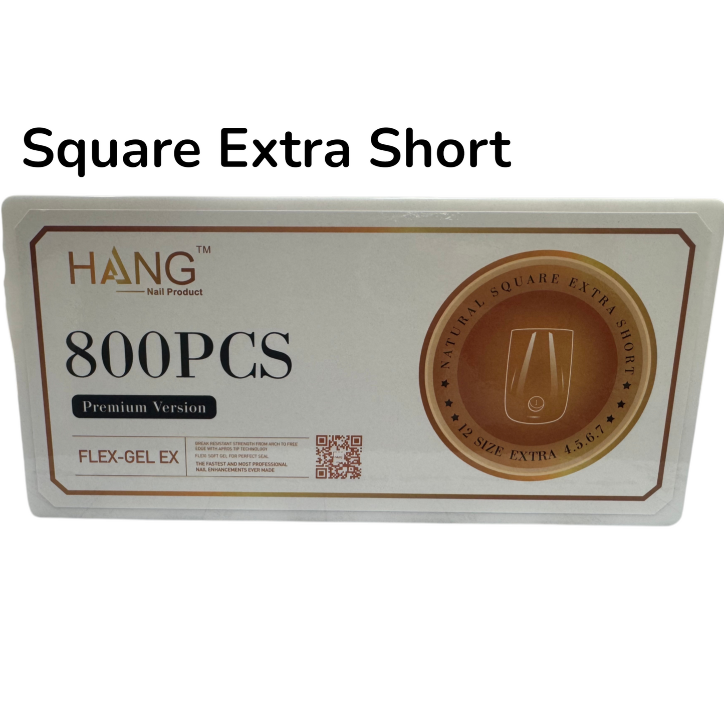 Hang Gel X Flex Gel Premium Square X- Short Box 12 Size 800 tips