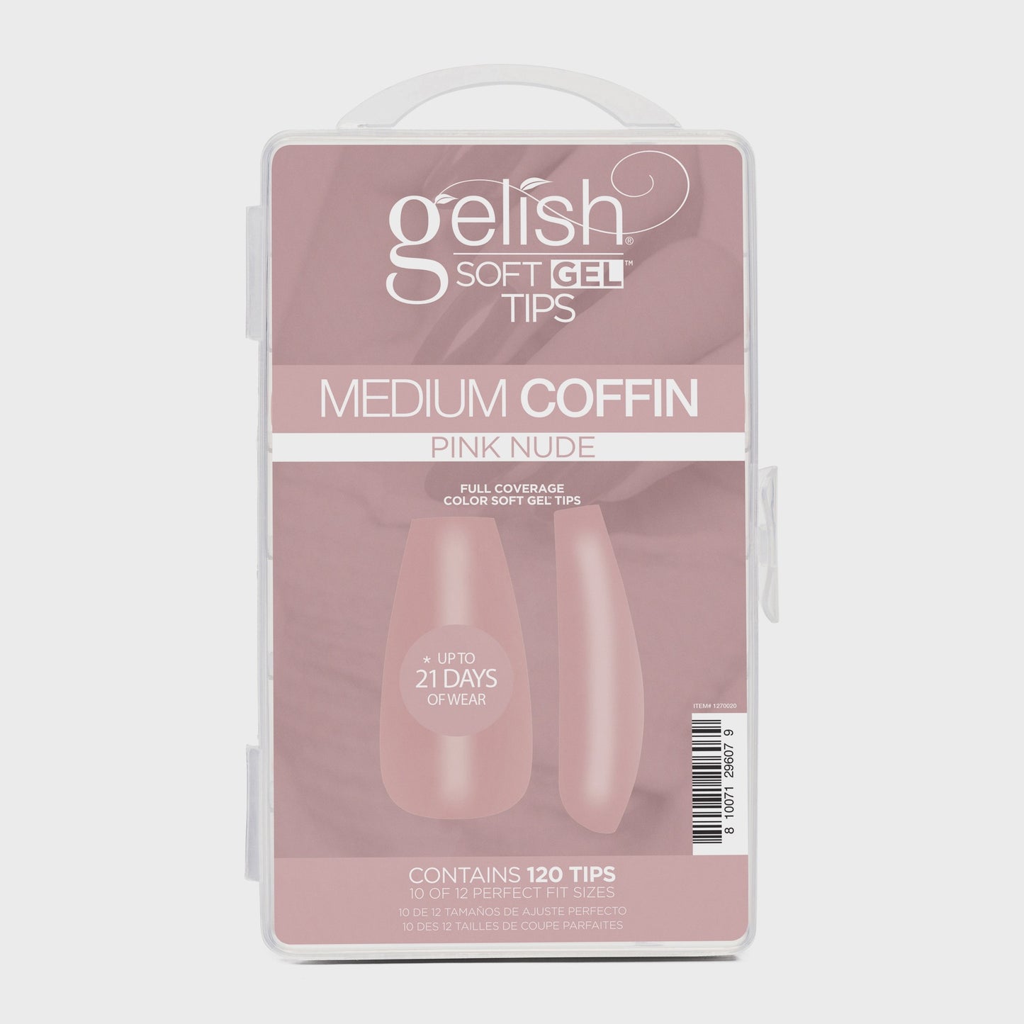 Harmony Gelish Soft Gel Tips Pink Nude Medium Coffin 120CT #1270020