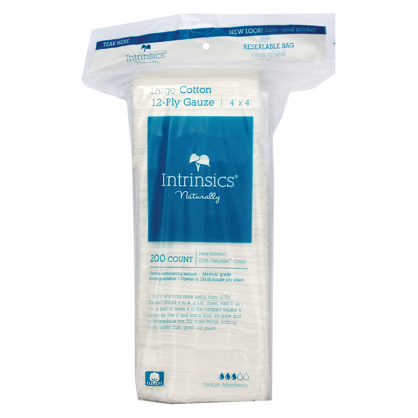 Intrinsics Cotton filled Gauze 12-Ply Gauze - 4" x 4" #401423