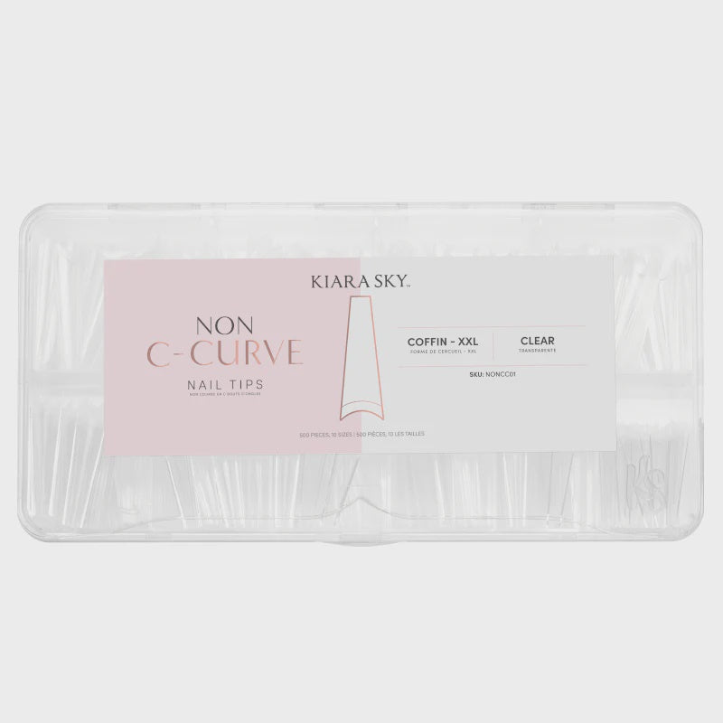 Kiara Sky Nail Tip Non C-Curve Nail Tips XXL Coffin Clear