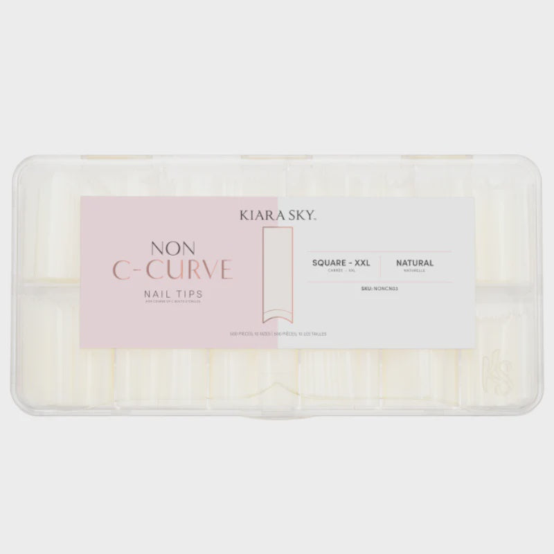 Kiara Sky Nail Tip Non C-Curve Nail Tips XXL Square Natural