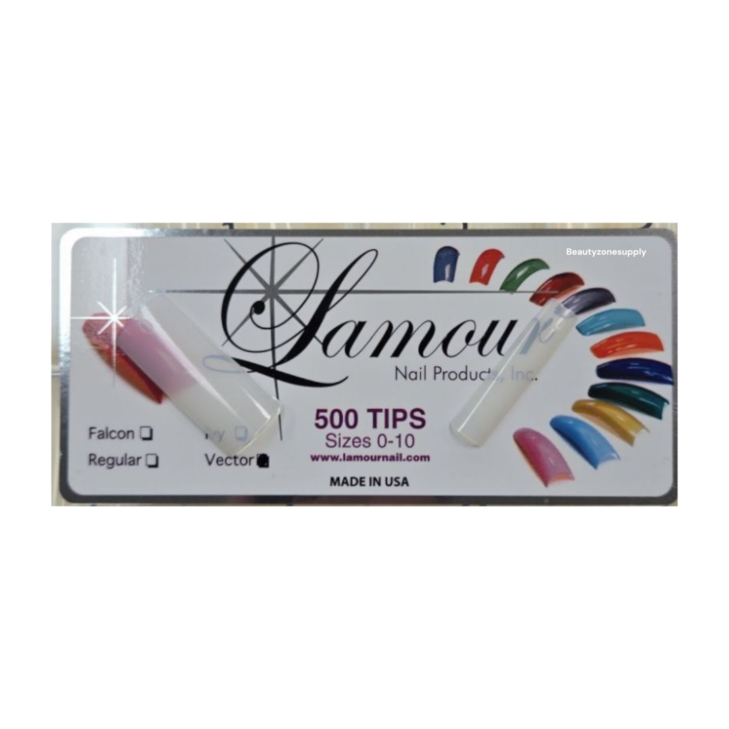Lamour Vector Straight Natural Nail Tip Box 500 tips/box