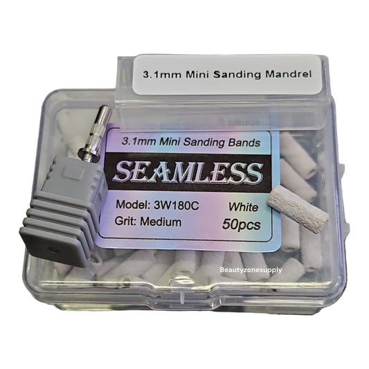 Seamless Mini Sanding Banding 50 pcs White And Mandrel Bit 3.1mm