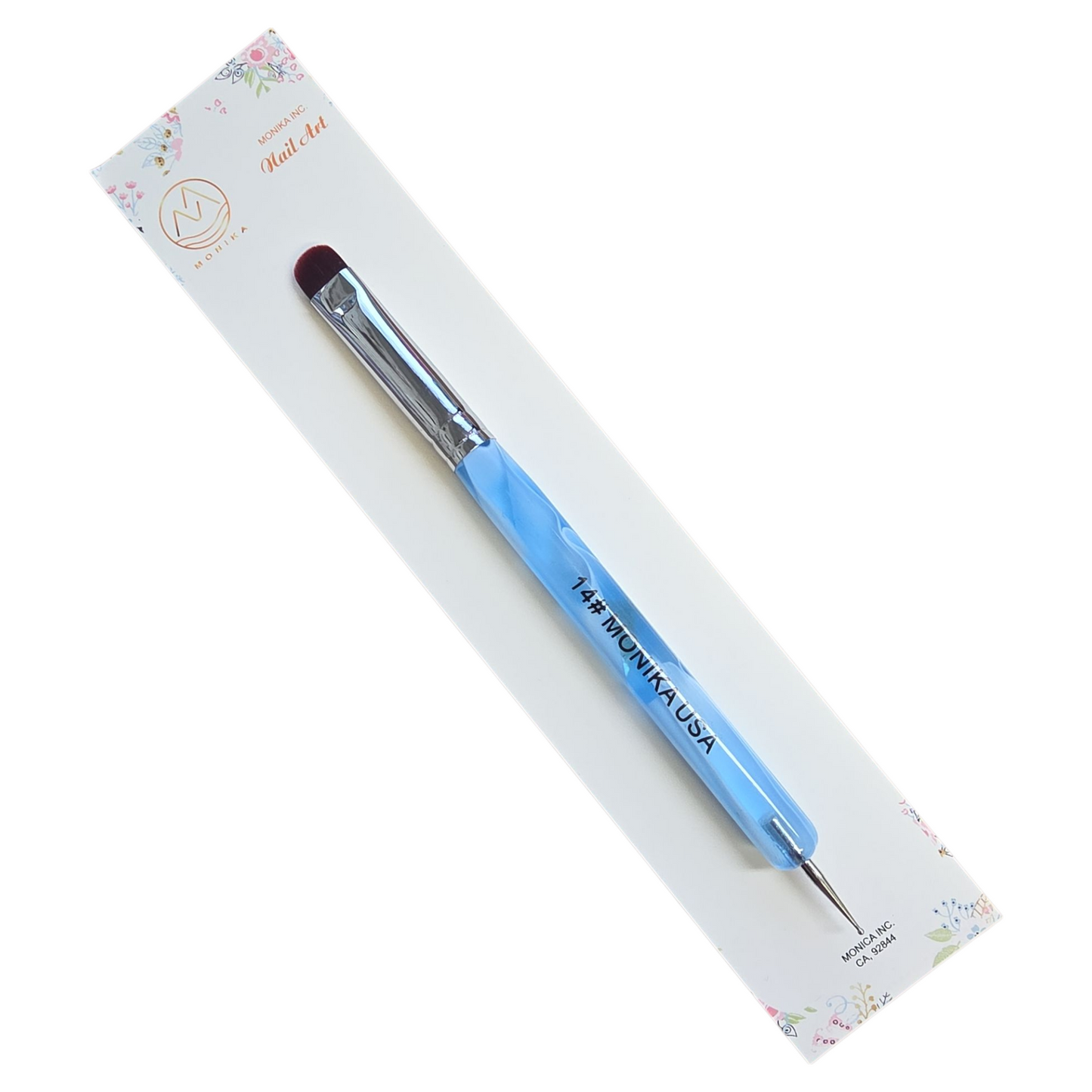 Monika French Nail Brush – Blue Handle with Dotting Tool