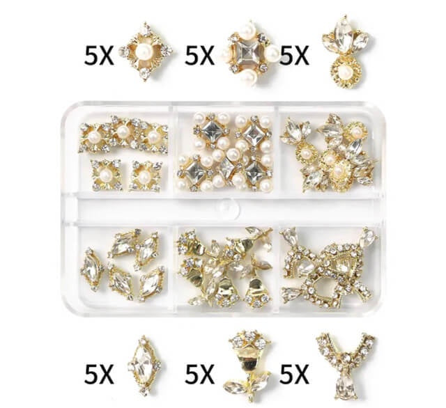 Nail Art Rhinestone Crytal AB Gold Nail Charm XZ2019