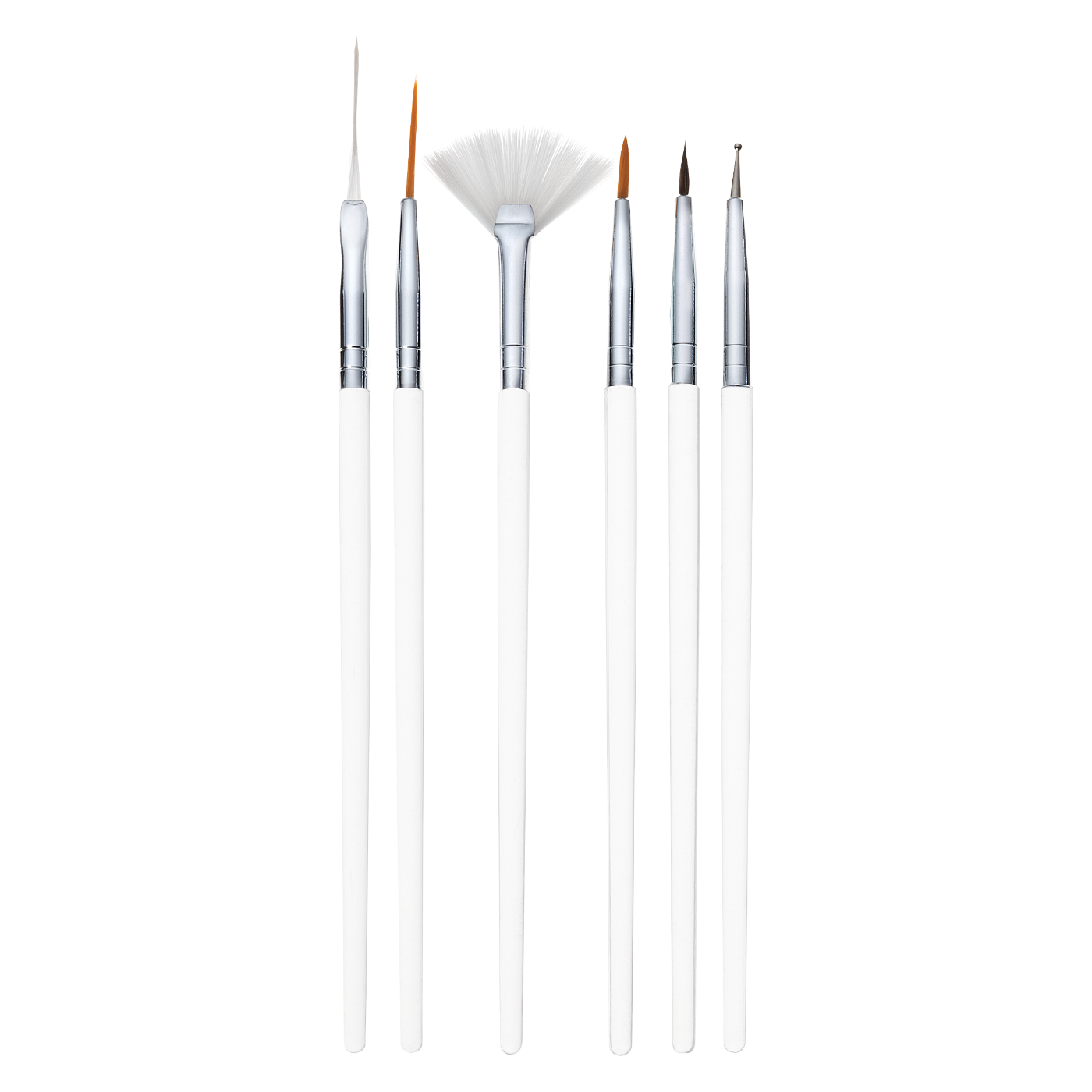 Nail Art Brush Set with Clear Handles - 6 pc DL-C98