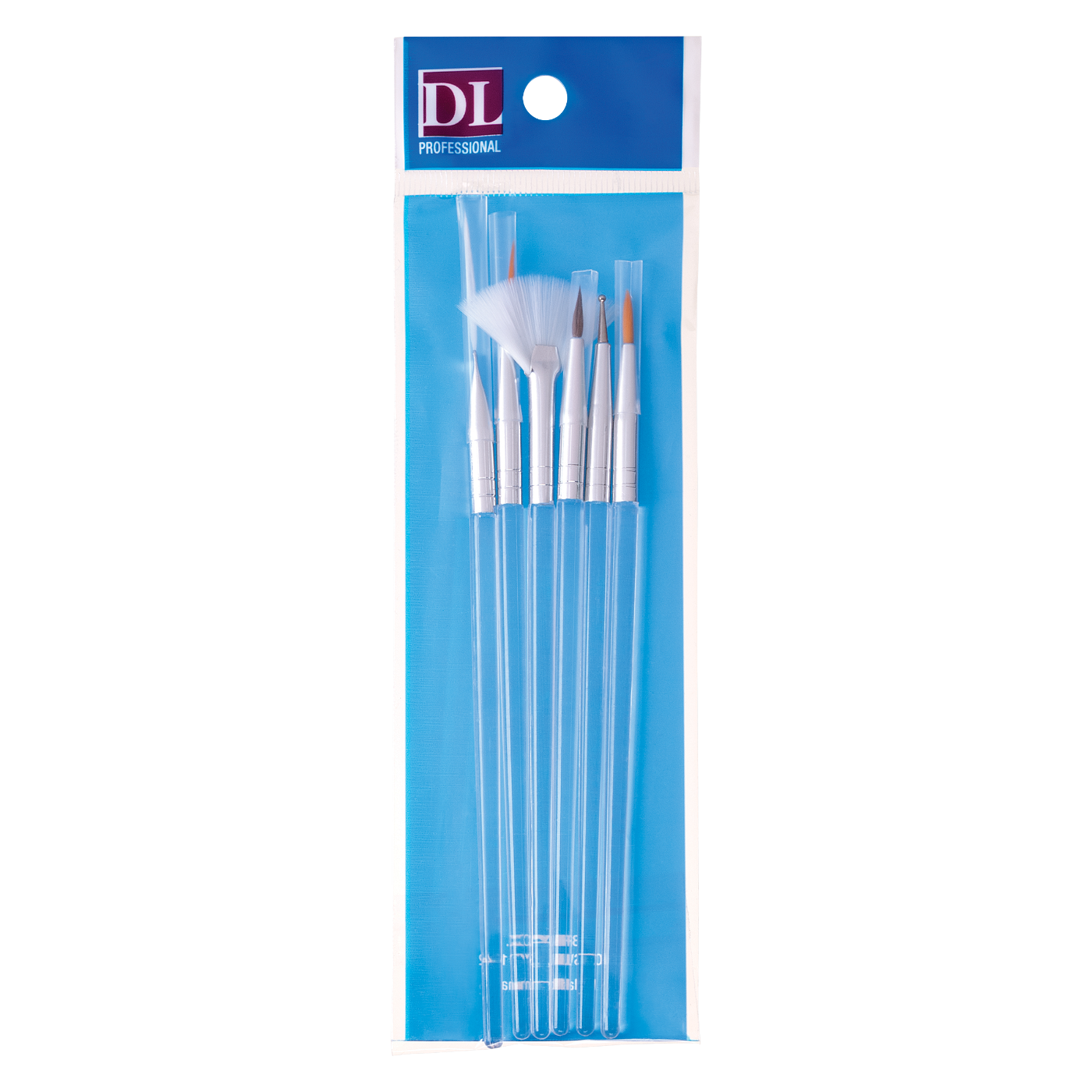 Nail Art Brush Set with Clear Handles - 6 pc DL-C98