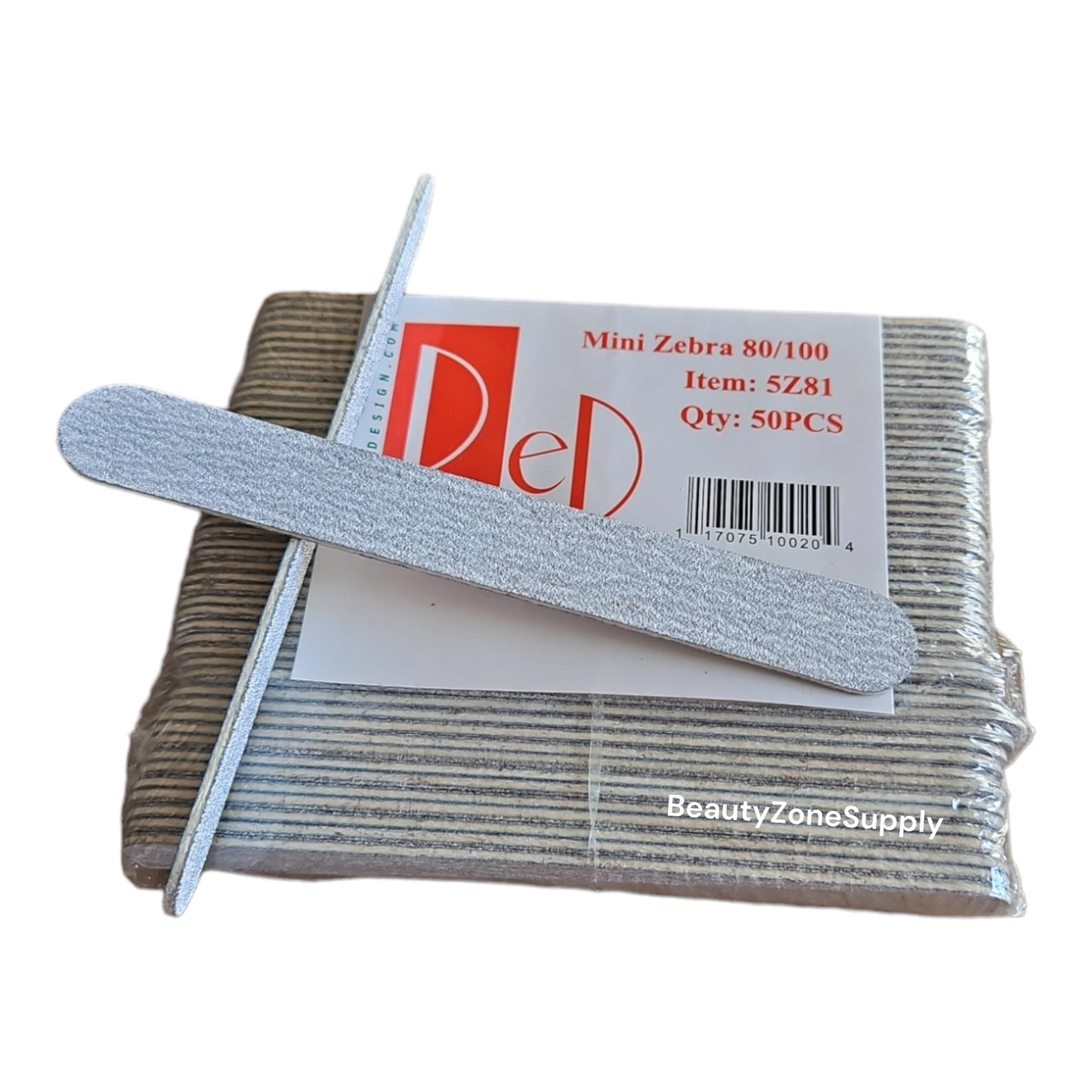 Nail File Mini 80/100 Zebra 50 pc #F518 - BeautyzoneNailSupply