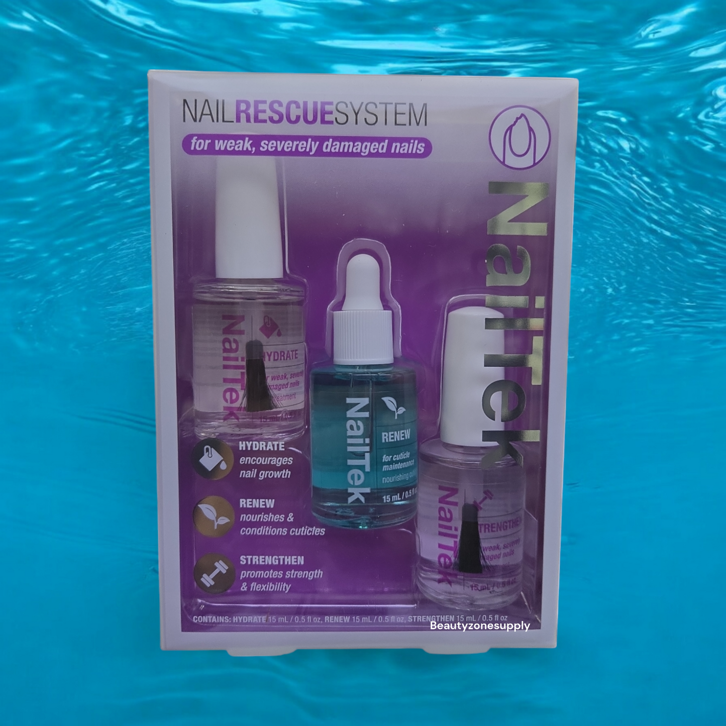 Nail Tek Nail Rescue Kit - For Weak, Damaged Nail- Formula 4 Hydrate, Strengthen, Renew-Cuticle Oil #37809