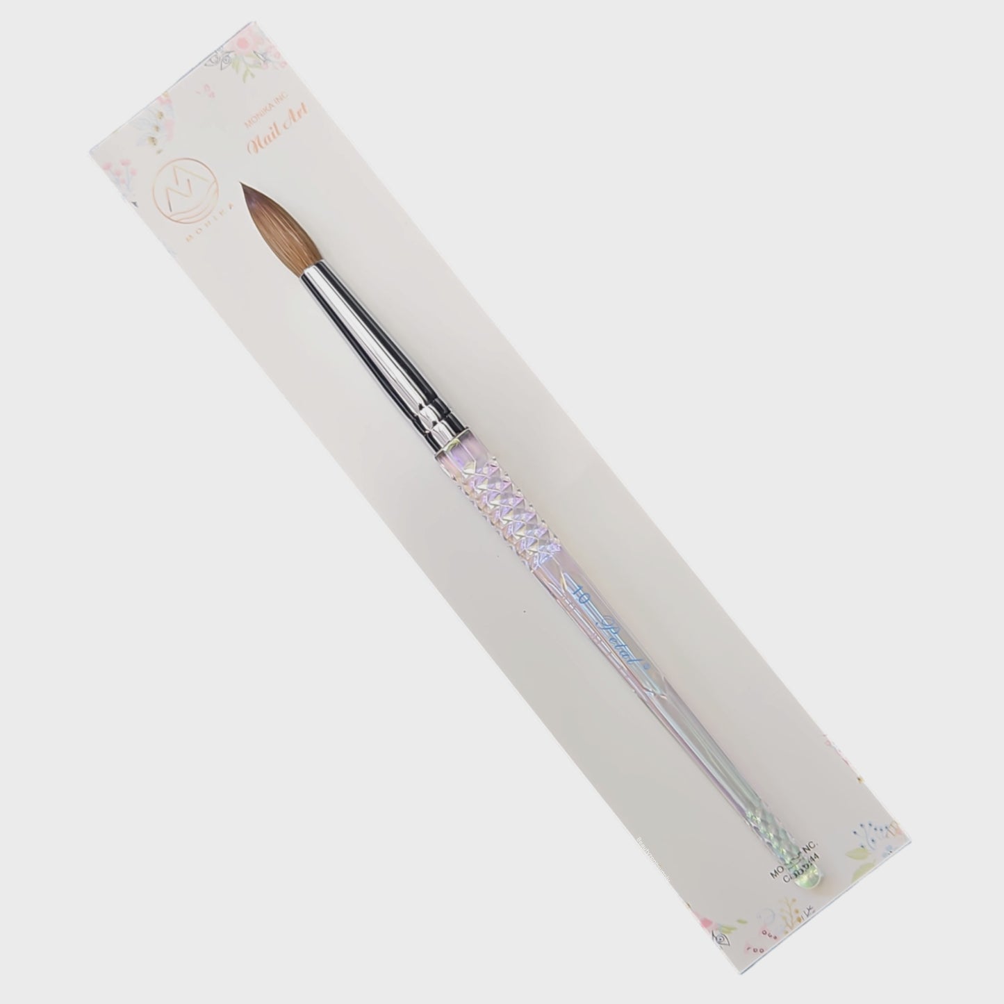 Petal Acrylic Nail Brush Kolinsky Rainbow Handle Size 10