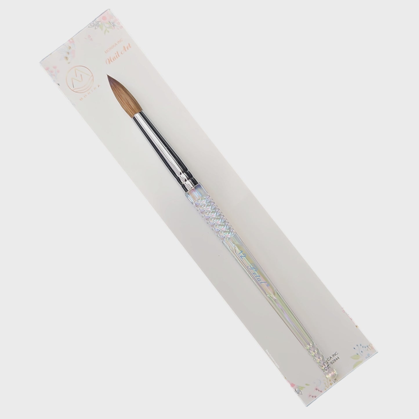 Petal Acrylic Nail Brush Kolinsky Rainbow Handle Size 12