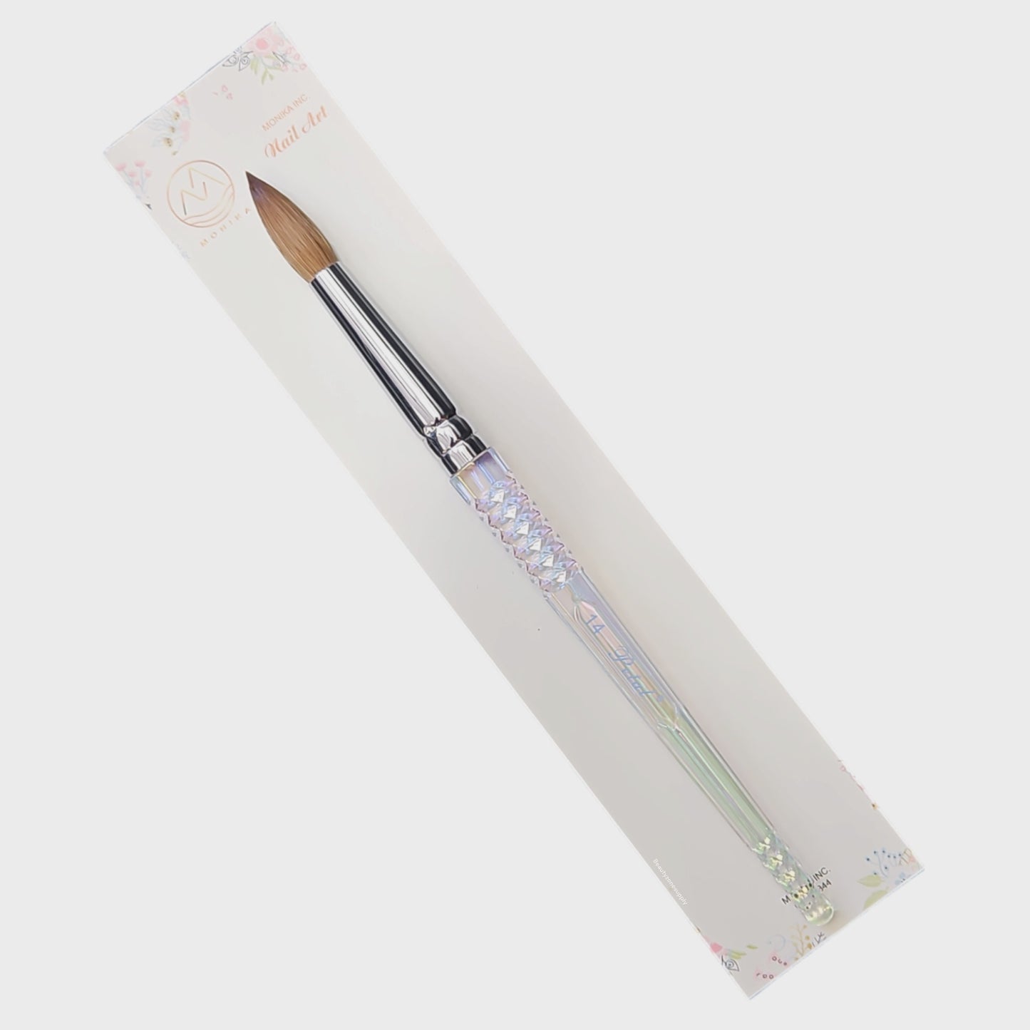 Petal Acrylic Nail Brush Kolinsky Rainbow Handle Size 14