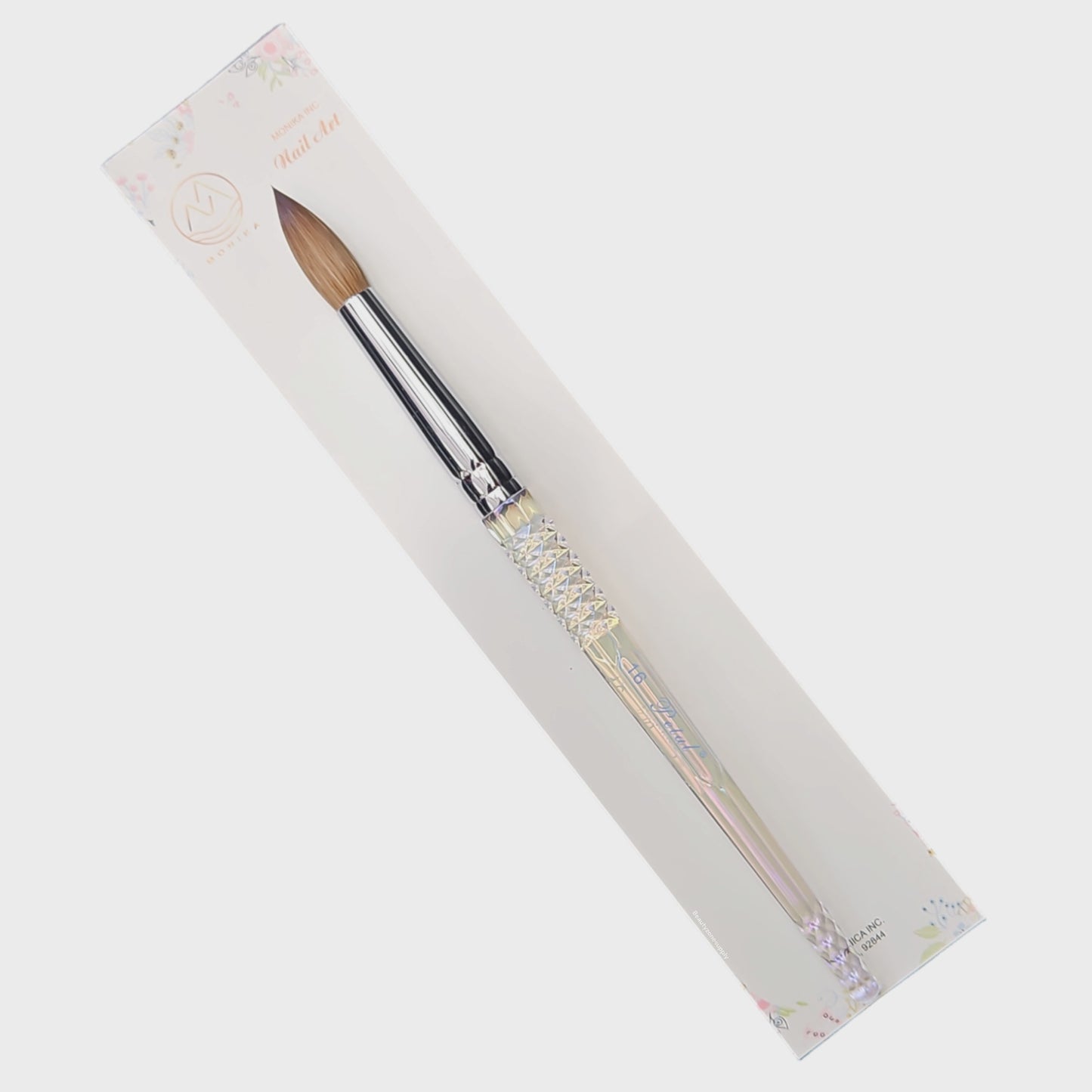 Petal Acrylic Nail Brush Kolinsky Rainbow Handle Size 16