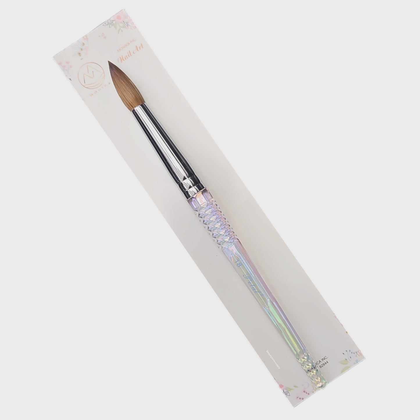 Petal Acrylic Nail Brush Kolinsky Rainbow Handle Size 18