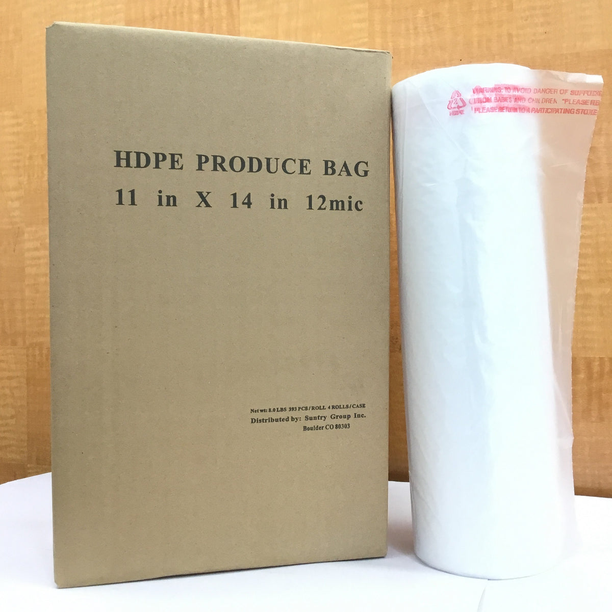 Roll Clear Plastic HDPE Bag 11x14 Case of 4 Rolls