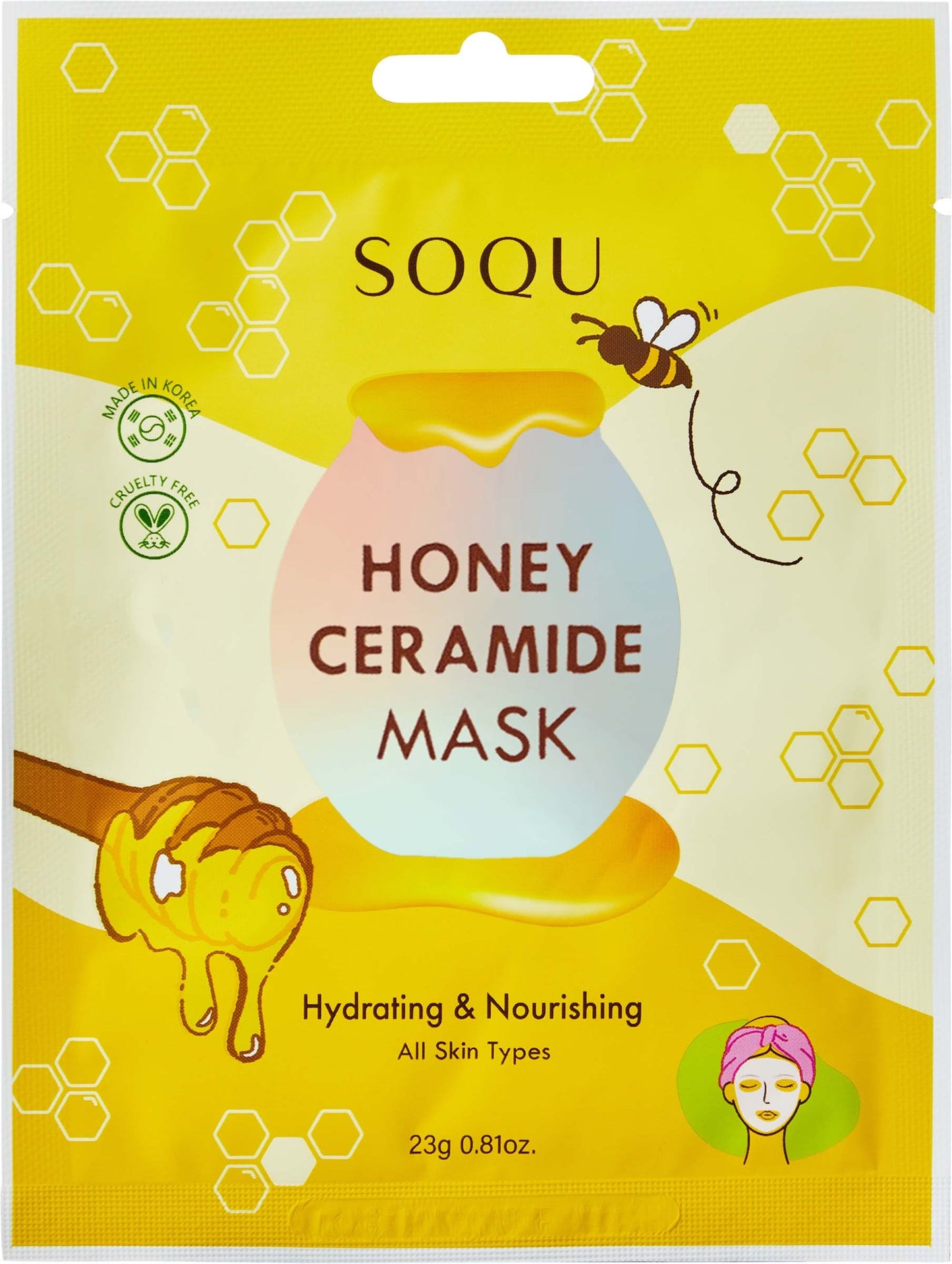 SOQU Sheet mask Honey Ceramide 23g 0.81oz