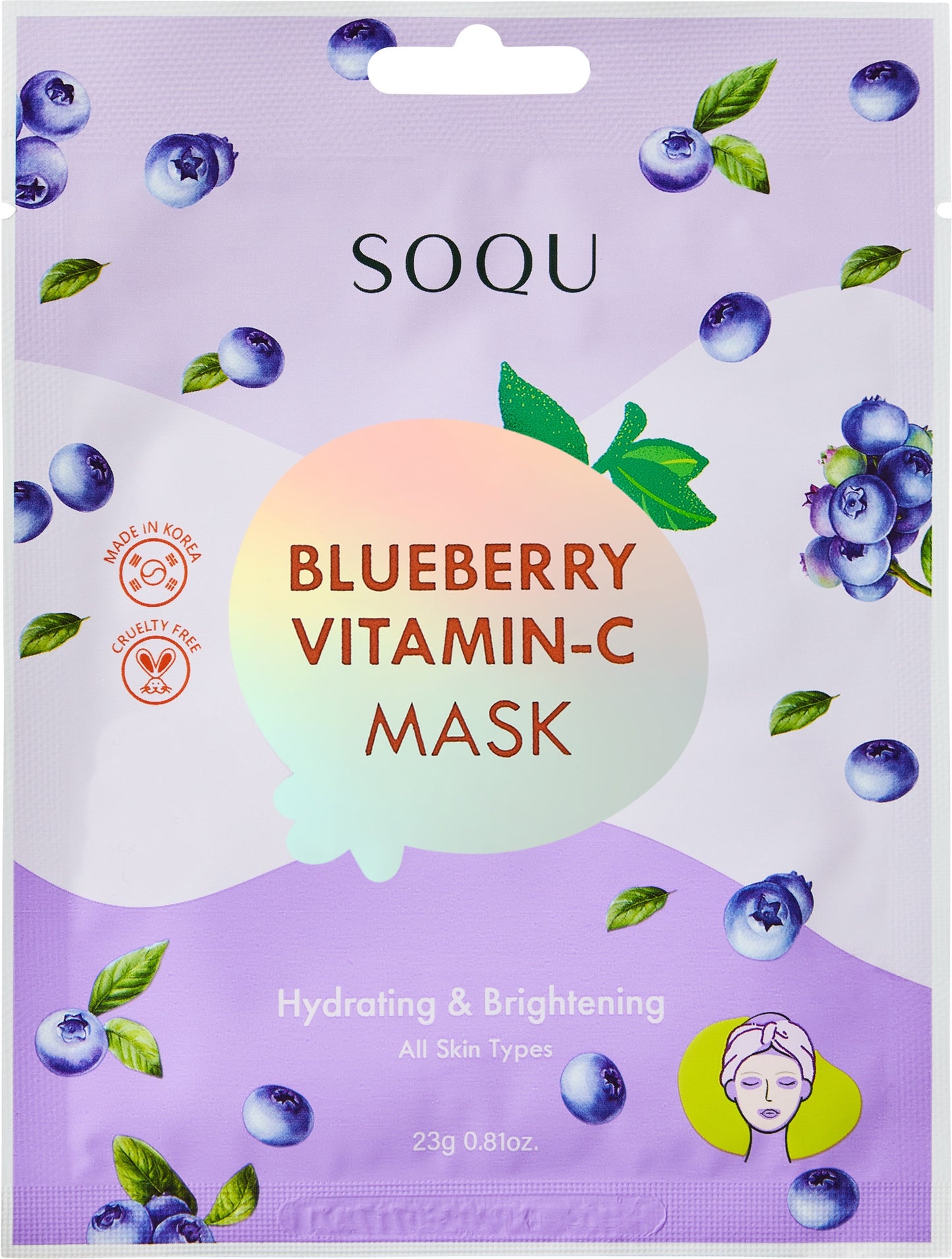 SOQU Sheet mask Blueberry vitamin C 23g 0.81 oz