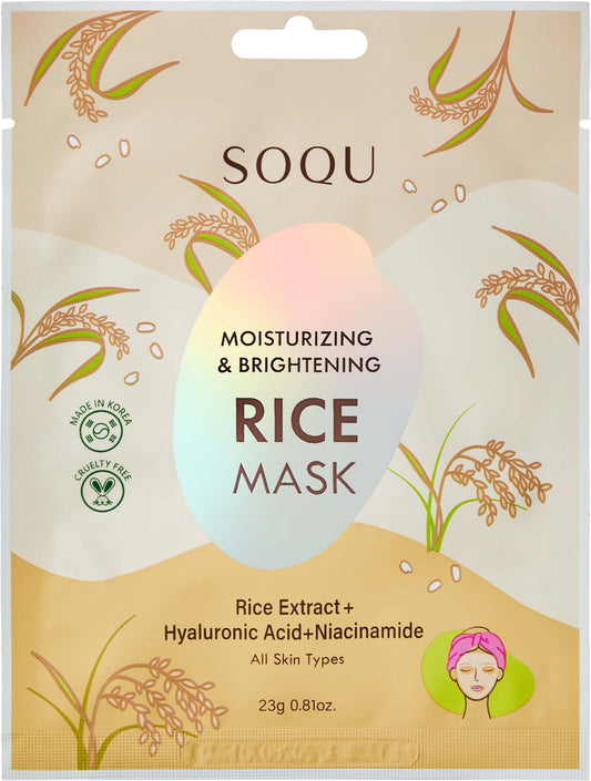 SOQU Sheet mask Moisturizing & Brightening Rice 10 pack Sheet masks