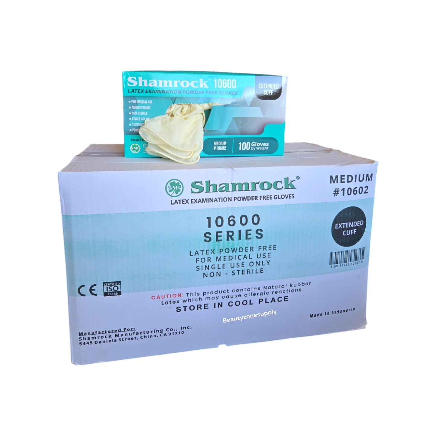 Shamrock Latex Powder Free Medical Gloves Extended Cuff - BeautyzoneNailSupply