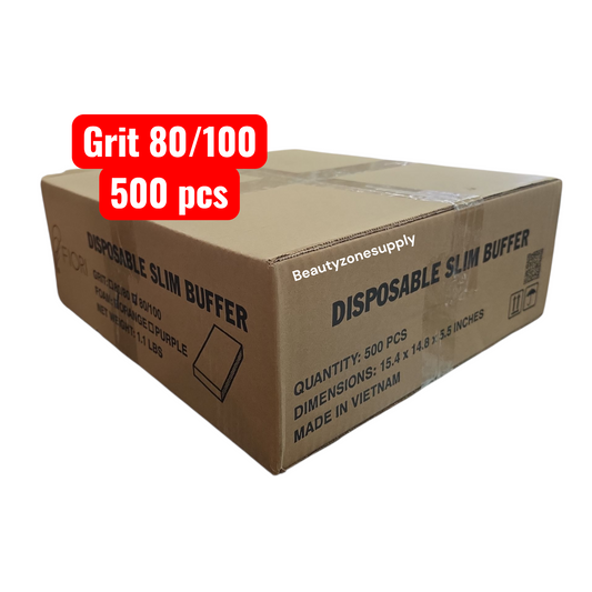 Slim Nail Buffer Orange White Grit 80/100 500 pc #W27