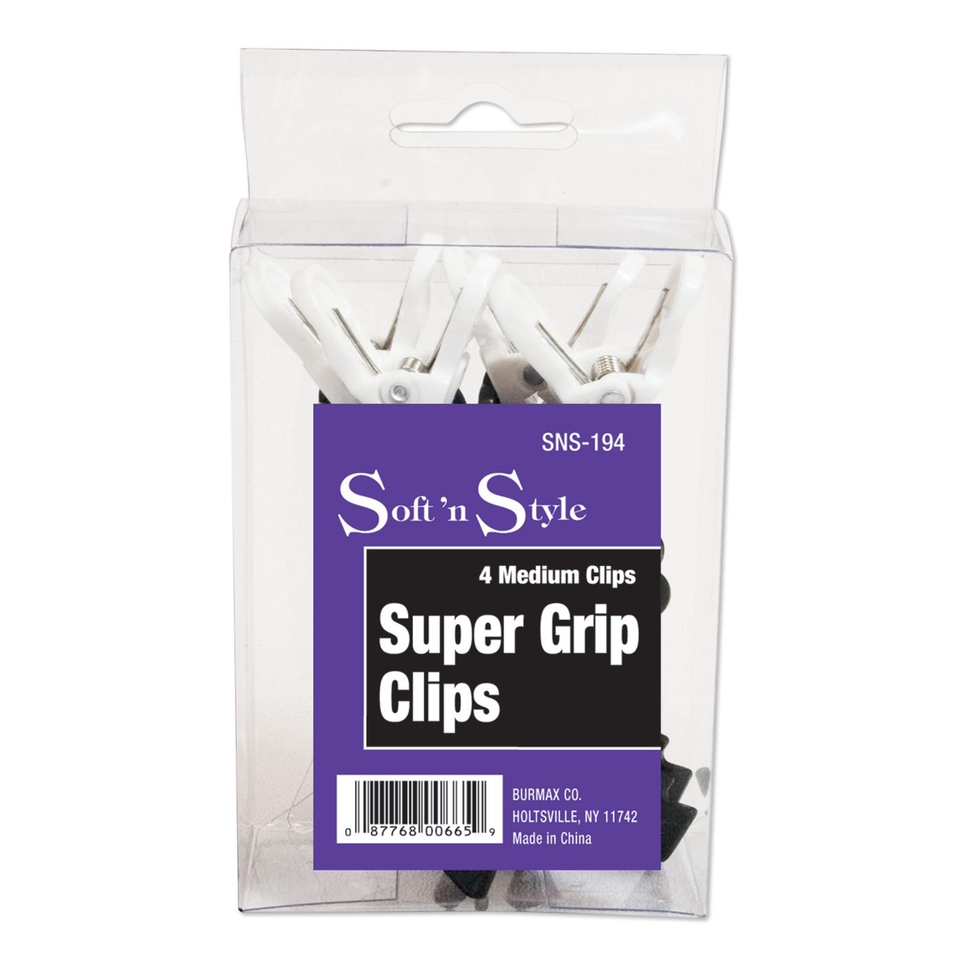 Soft 'n Style Super Grip Clips - 3-1/2", pack of 4 #SNS-194
