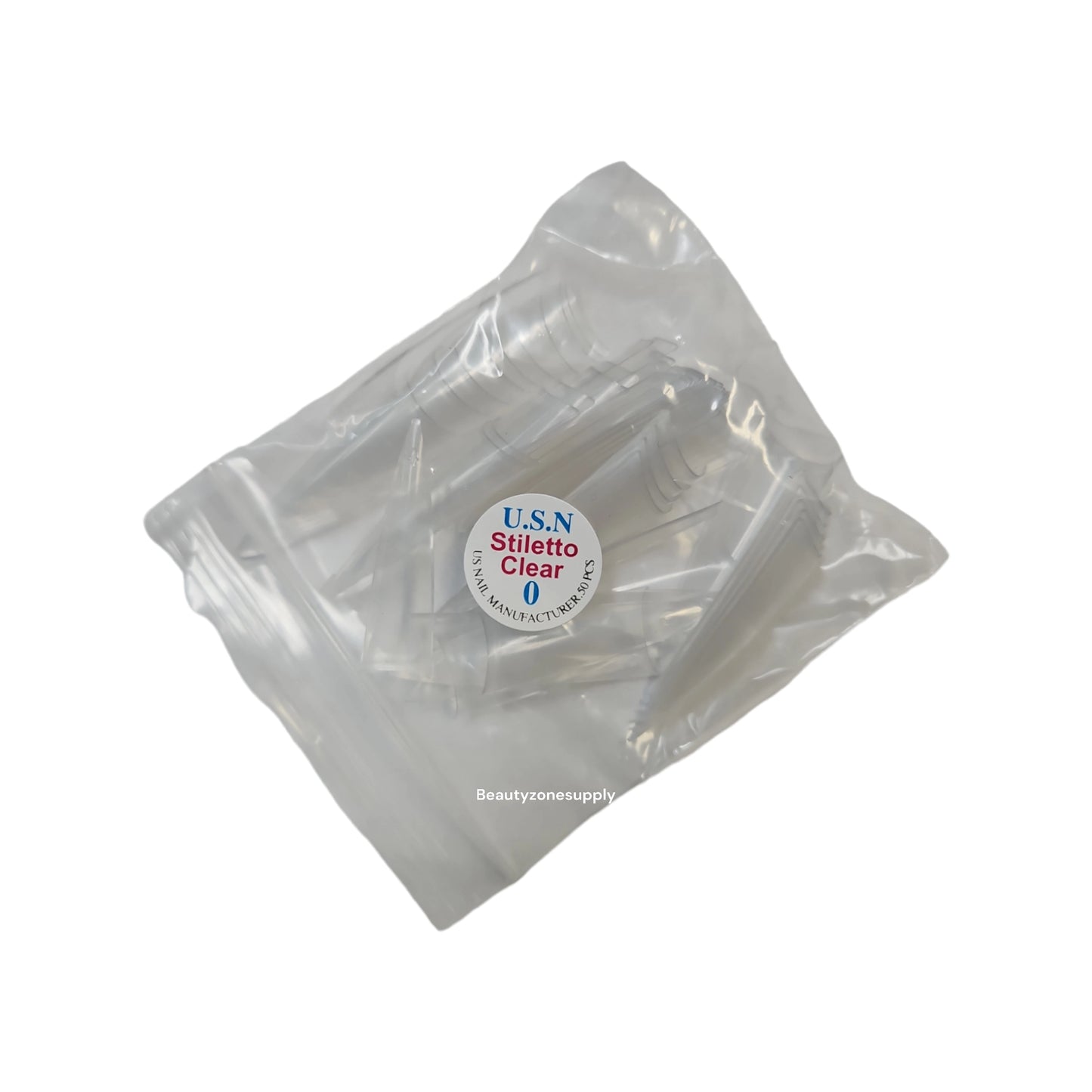 USN Stiletto Clear Nail Tips Refill – 50 Piece Bag