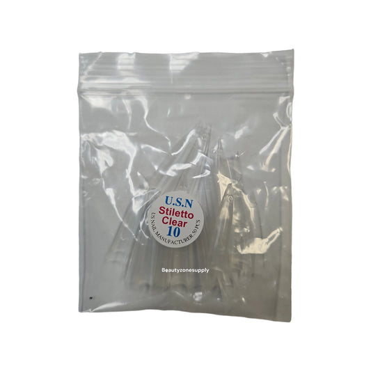 USN Stiletto Clear Nail Tips Refill – 50 Piece Bag