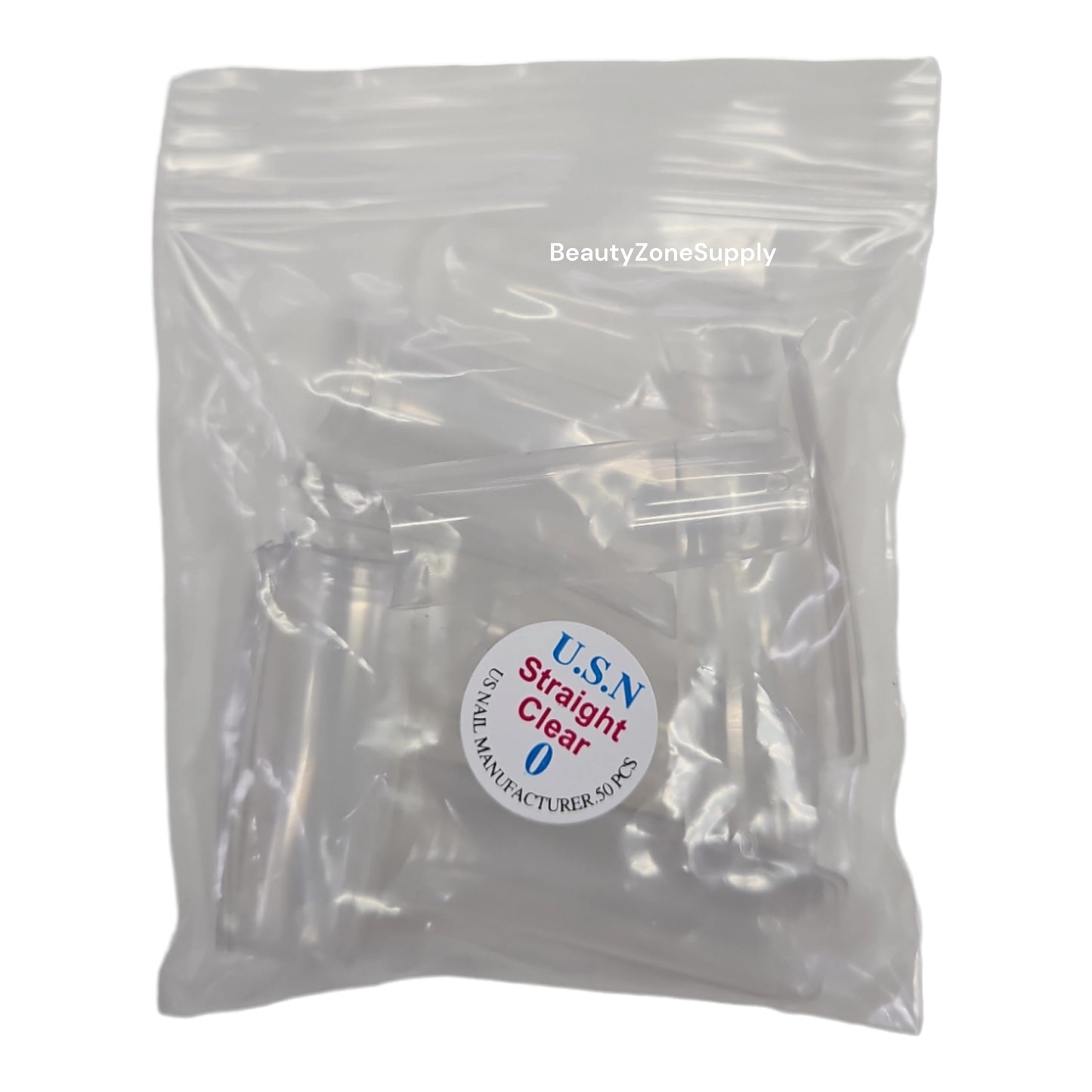 USN Straight Clear Nail Tips Refill – 50 Piece Bag
