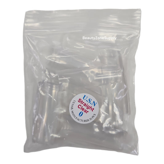 USN Straight Clear Nail Tips Refill – 50 Piece Bag