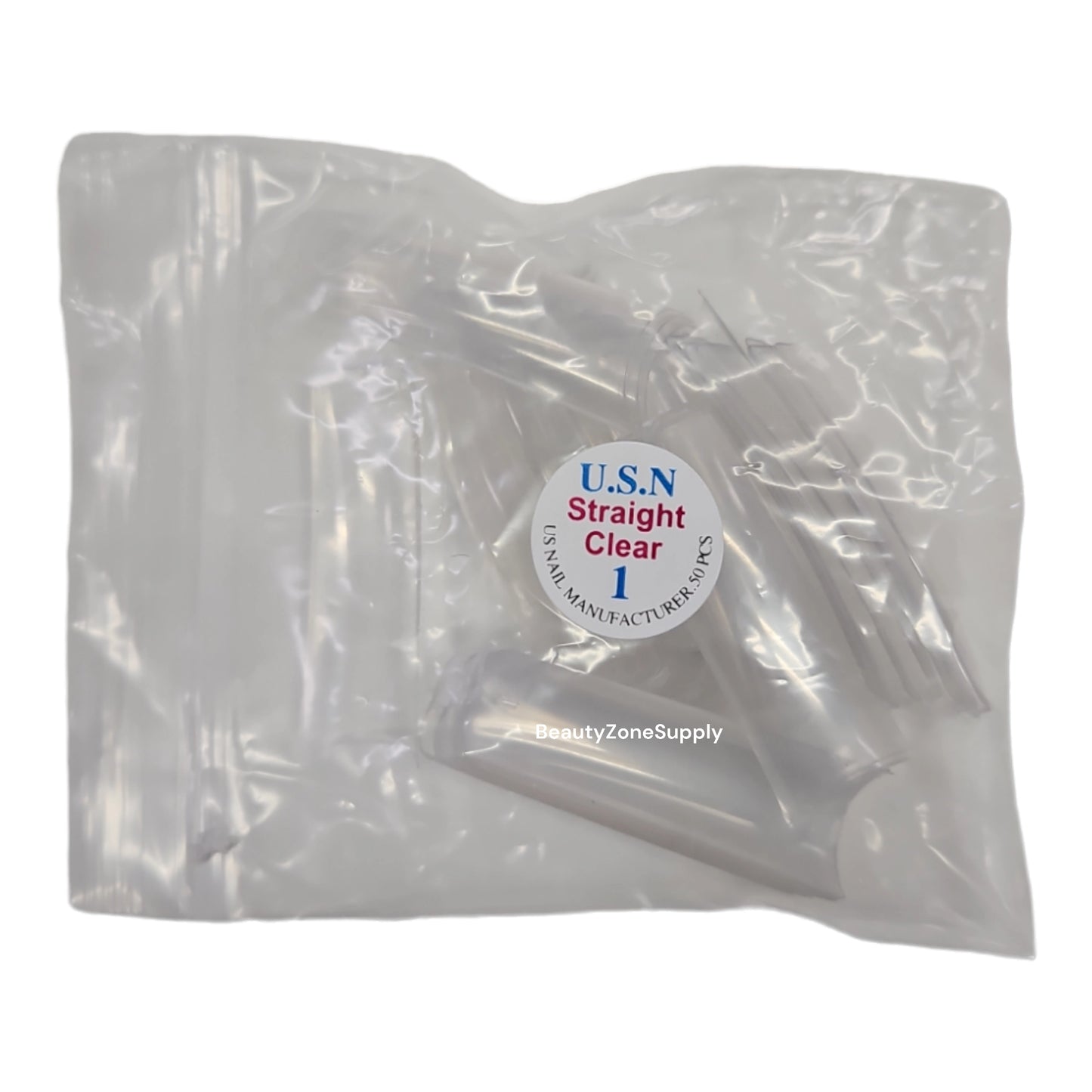 USN Straight Clear Nail Tips Refill – 50 Piece Bag