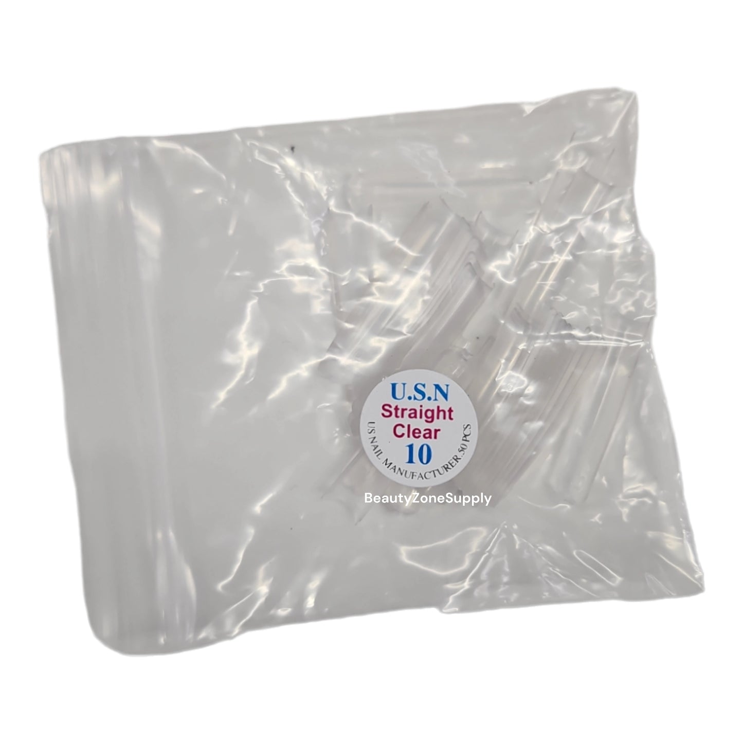USN Straight Clear Nail Tips Refill – 50 Piece Bag