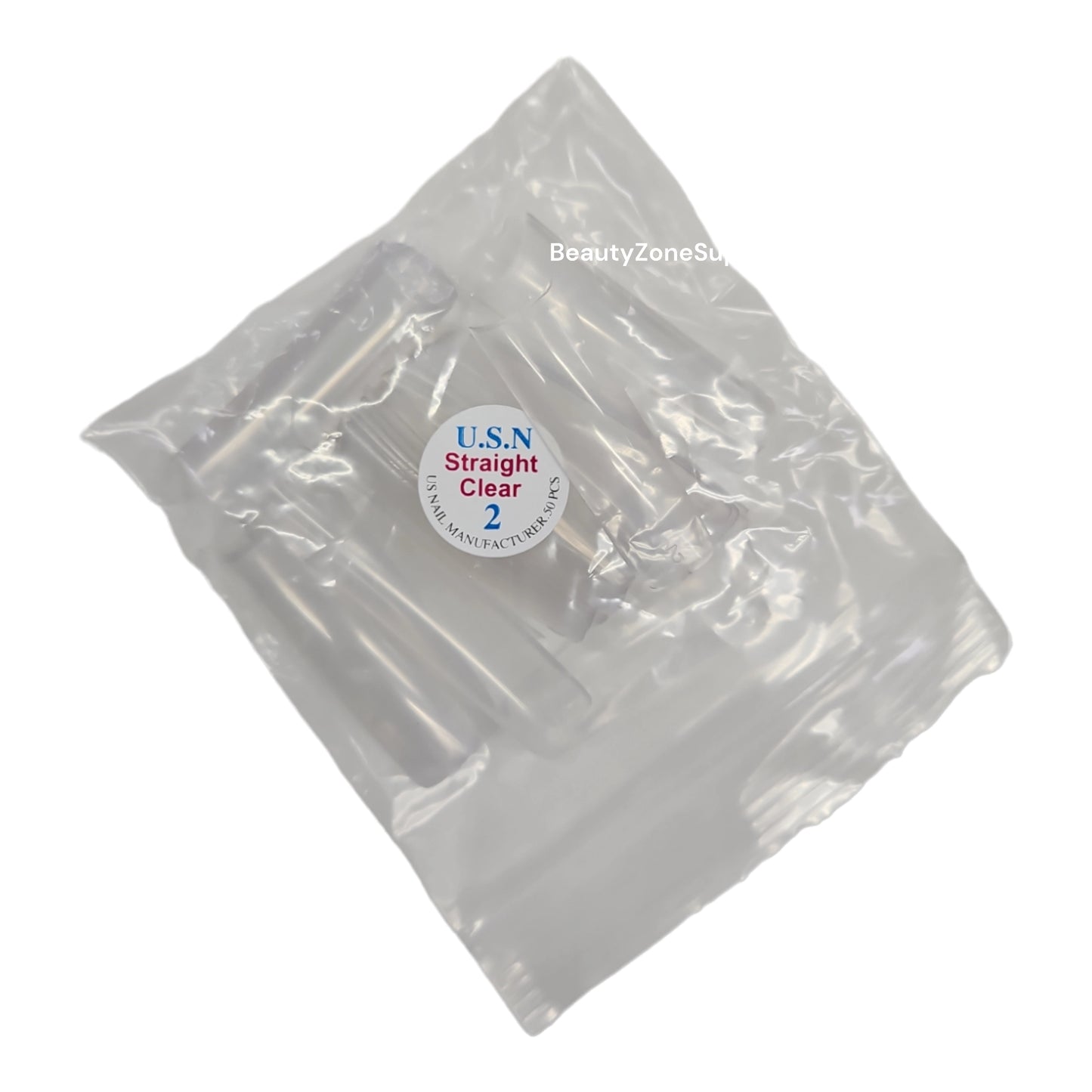USN Straight Clear Nail Tips Refill – 50 Piece Bag