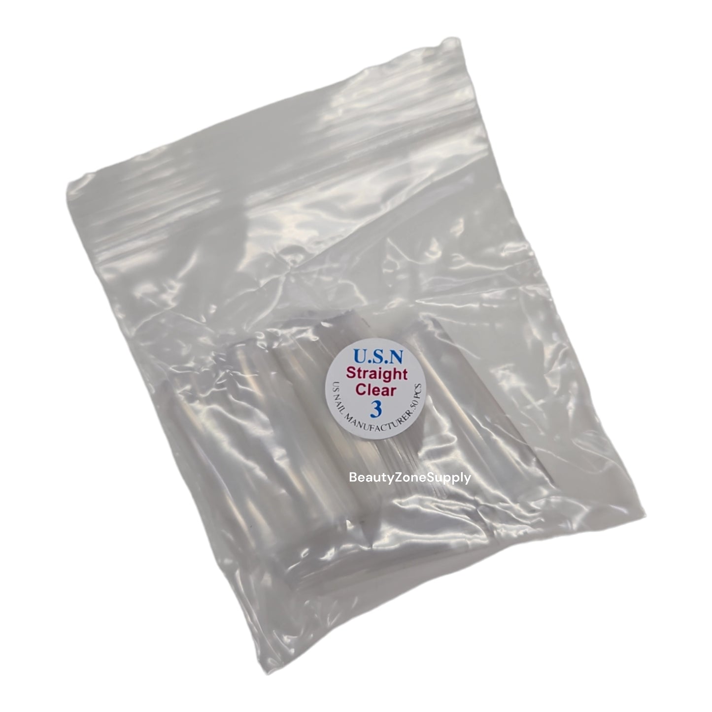 USN Straight Clear Nail Tips Refill – 50 Piece Bag