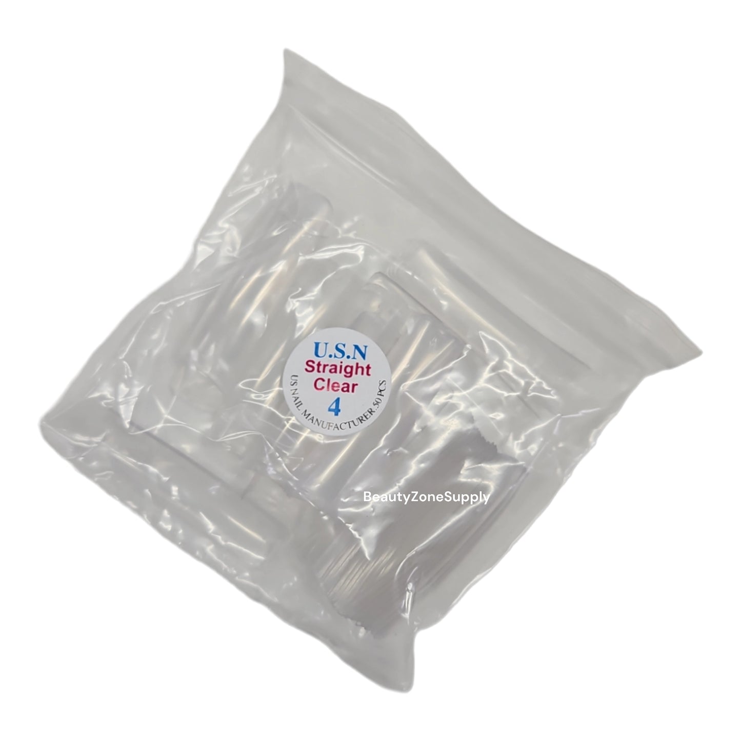 USN Straight Clear Nail Tips Refill – 50 Piece Bag