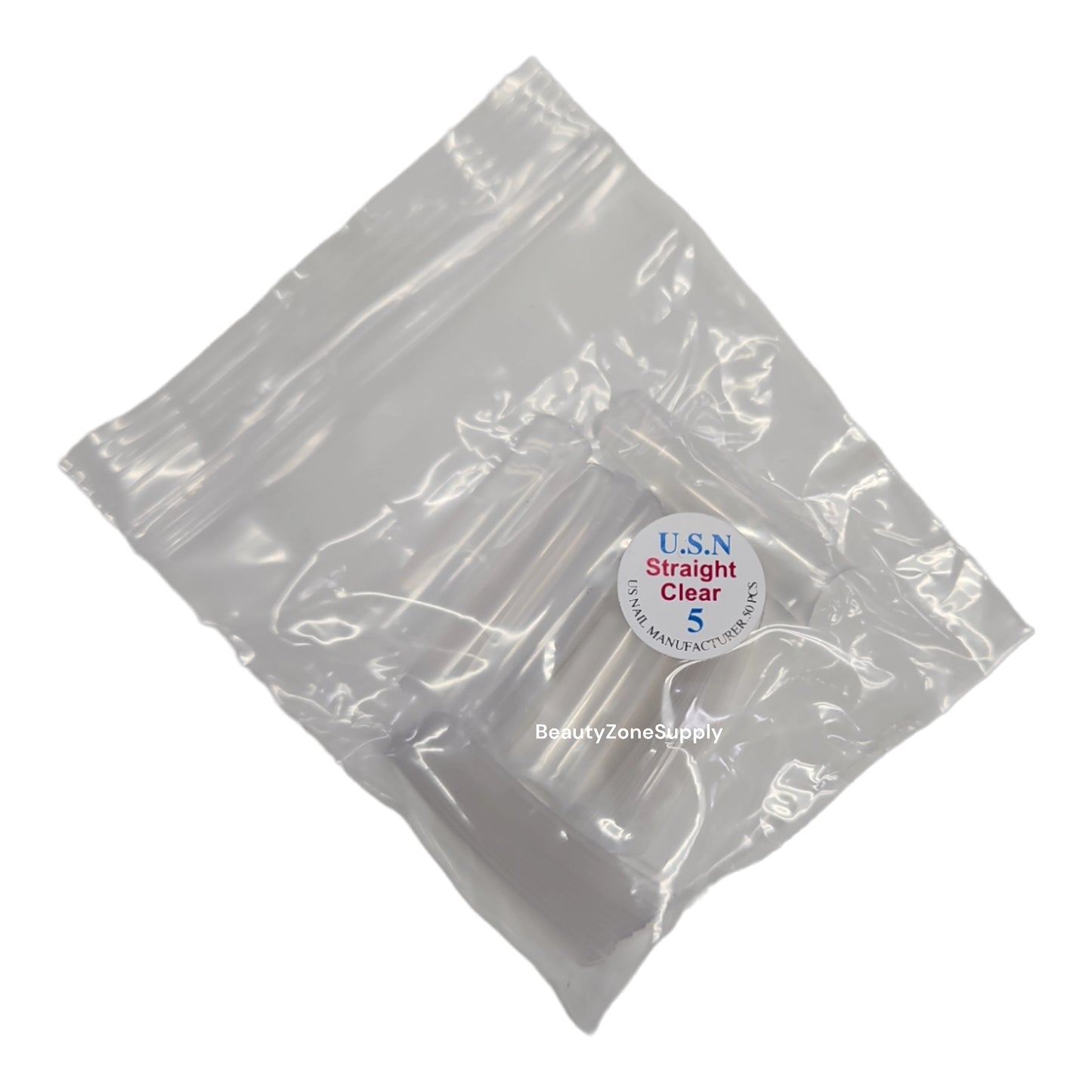 USN Straight Clear Nail Tips Refill – 50 Piece Bag