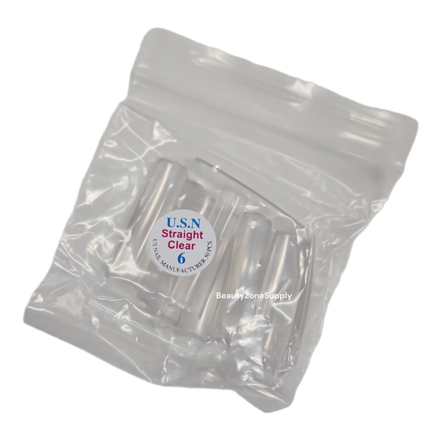 USN Straight Clear Nail Tips Refill – 50 Piece Bag